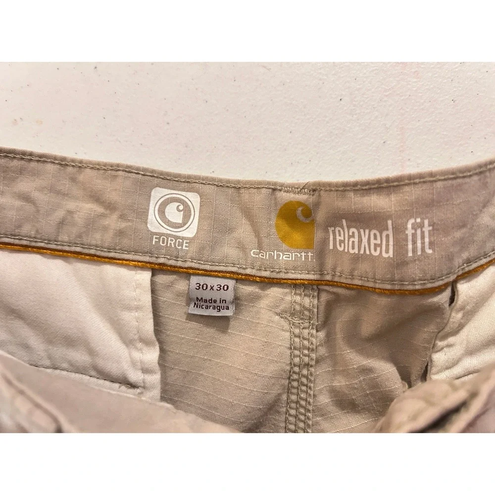 Carhartt Relaxed Fit Cargo Pants Tan Mens Workwear 30x30 Distressed Streetwear